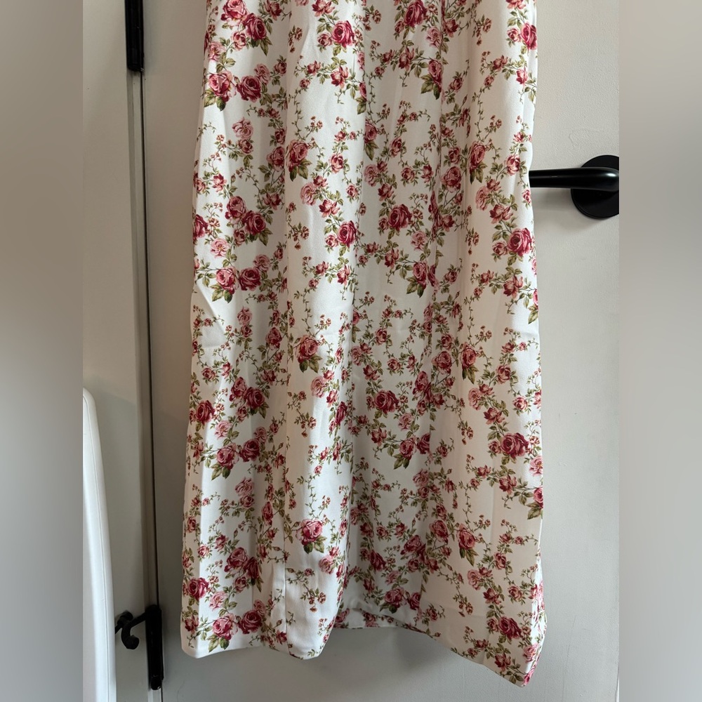 House of CB White Floral Midi Dress with Pink Roses - Picture 10 of 14